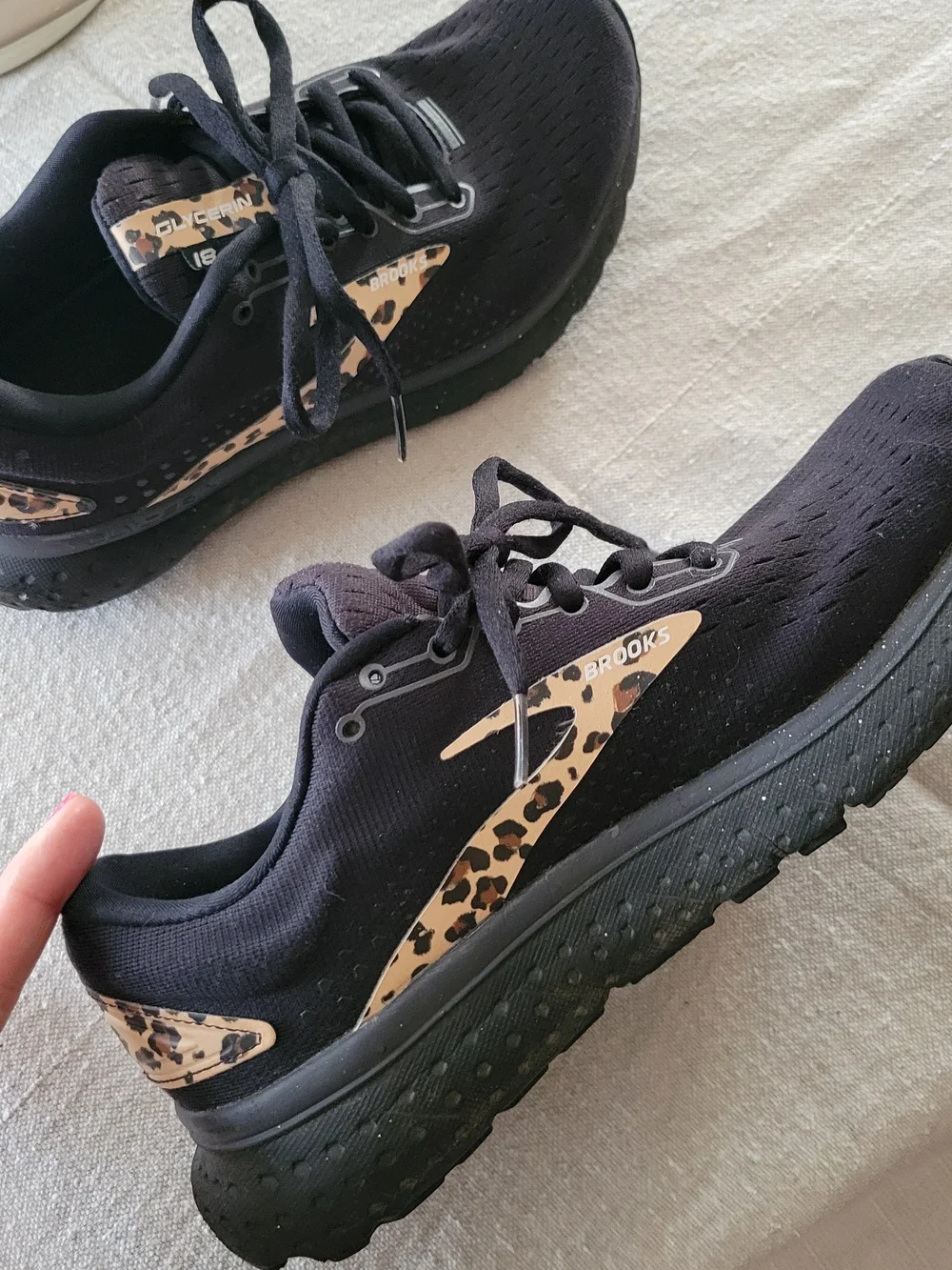 Brooks Women's Black Running Shoes with Leopard Accent - Picture 8 of 9